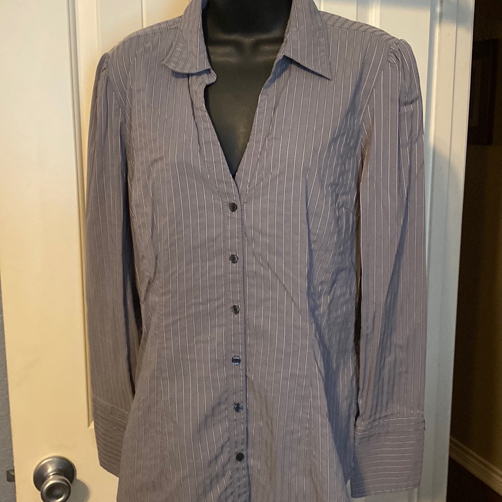 Gray Express Button Down With Silver Metal Detail… - image 1